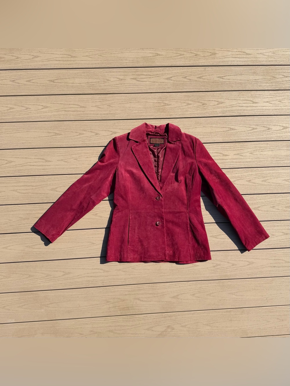 Siena Red / Maroon Suede Leather Jacket Women’s Size 8 Vintage Beautiful